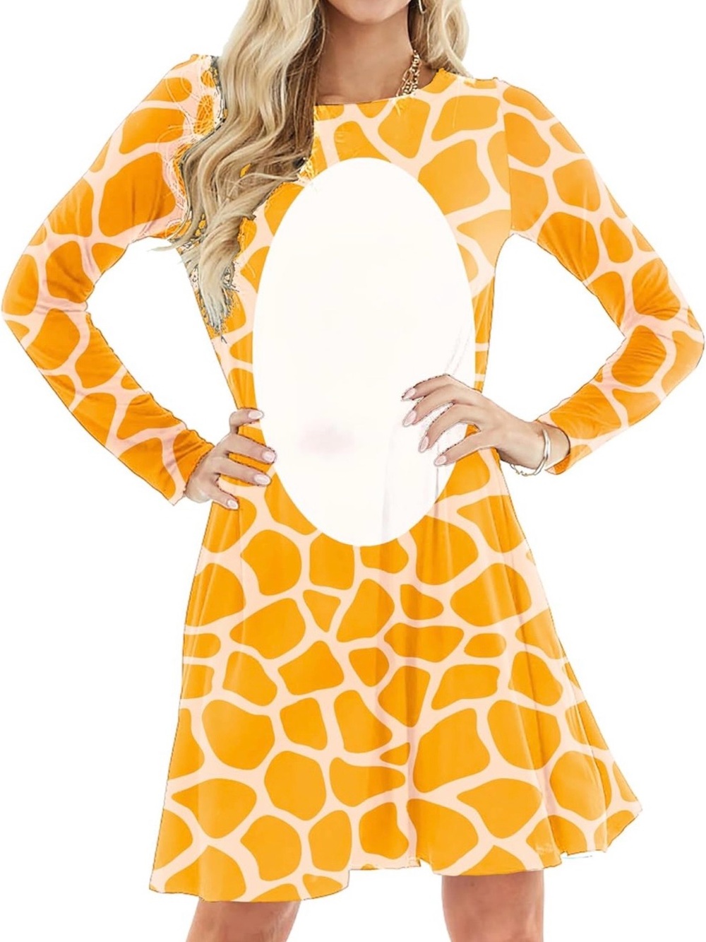Giraffe Costume!🦒🧡👯‍♀️ Long Sleeve Dress with Ears Headband - Picture 8 of 11